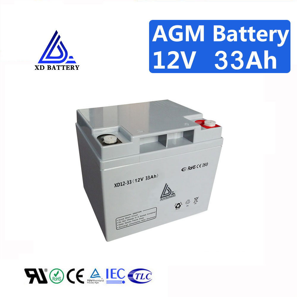 12V 33AH Lead Acid Solar AGM Battery Sealed Real Capacity