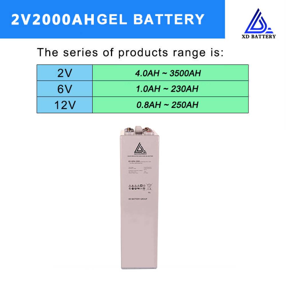 Sealed Solar Gel Lead Acid 2V 2000AH Battery Price China Supplier